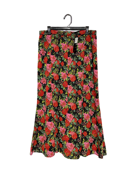 ELVI |XL| WAIST 34| B5| ELEGANT VIBRANT FLORAL PRINT HIGH-WAISTED MAXI SKIRT