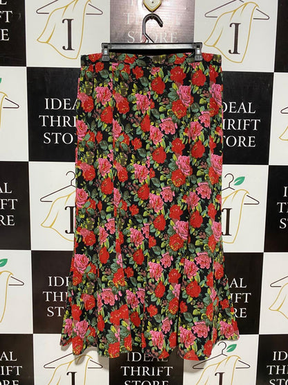 ELVI |XL| WAIST 34| B5| ELEGANT VIBRANT FLORAL PRINT HIGH-WAISTED MAXI SKIRT