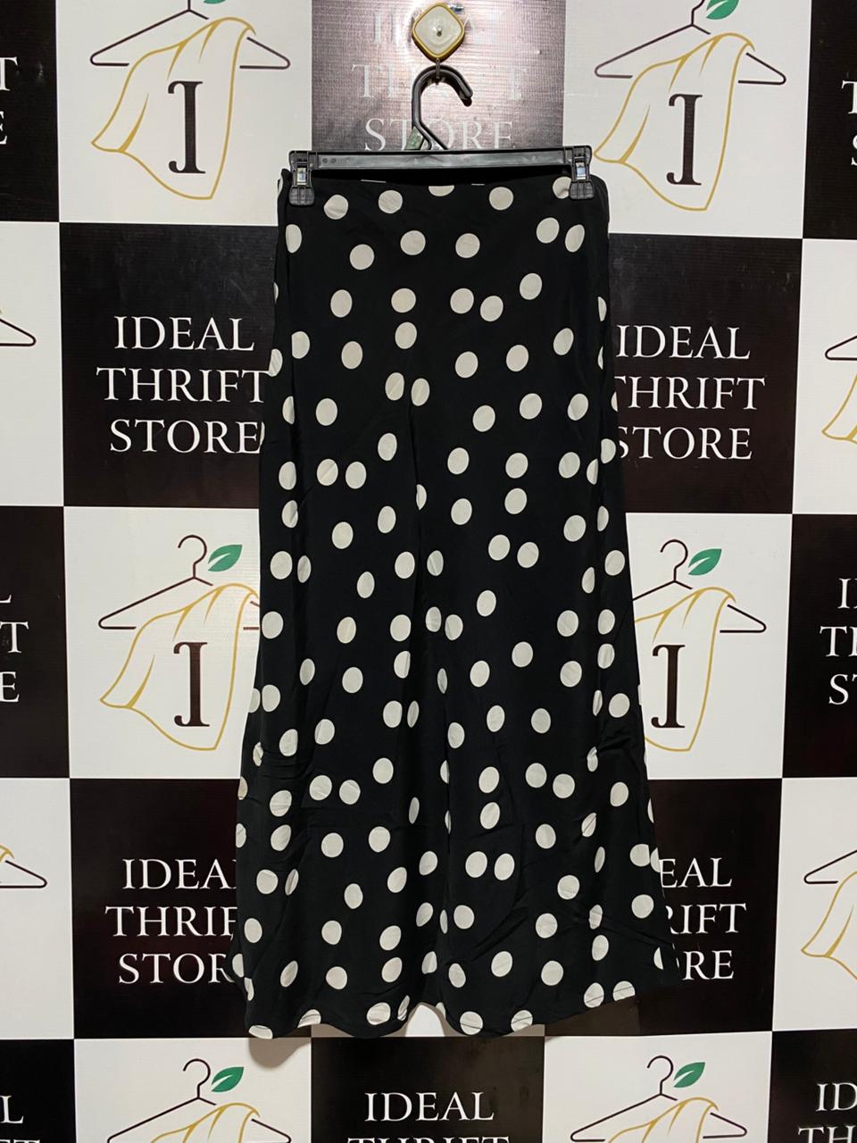 NEW LOOK |M| WAIST 28| B5| CLASSIC POLKA DOT HIGH-WAISTED MIDI SKIRT