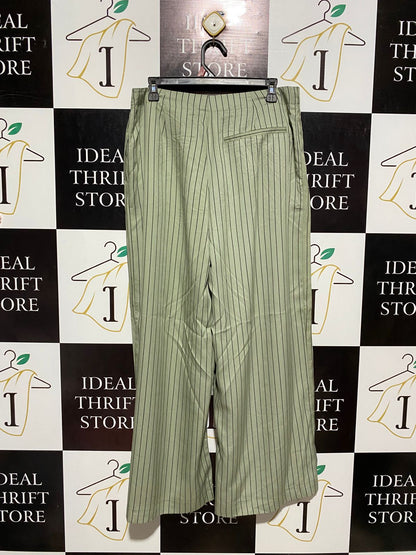 ASOS |XL| WAIST 32| B5| SAGE GREEN VERTICAL STRIPED WIDE-LEG TROUSERS