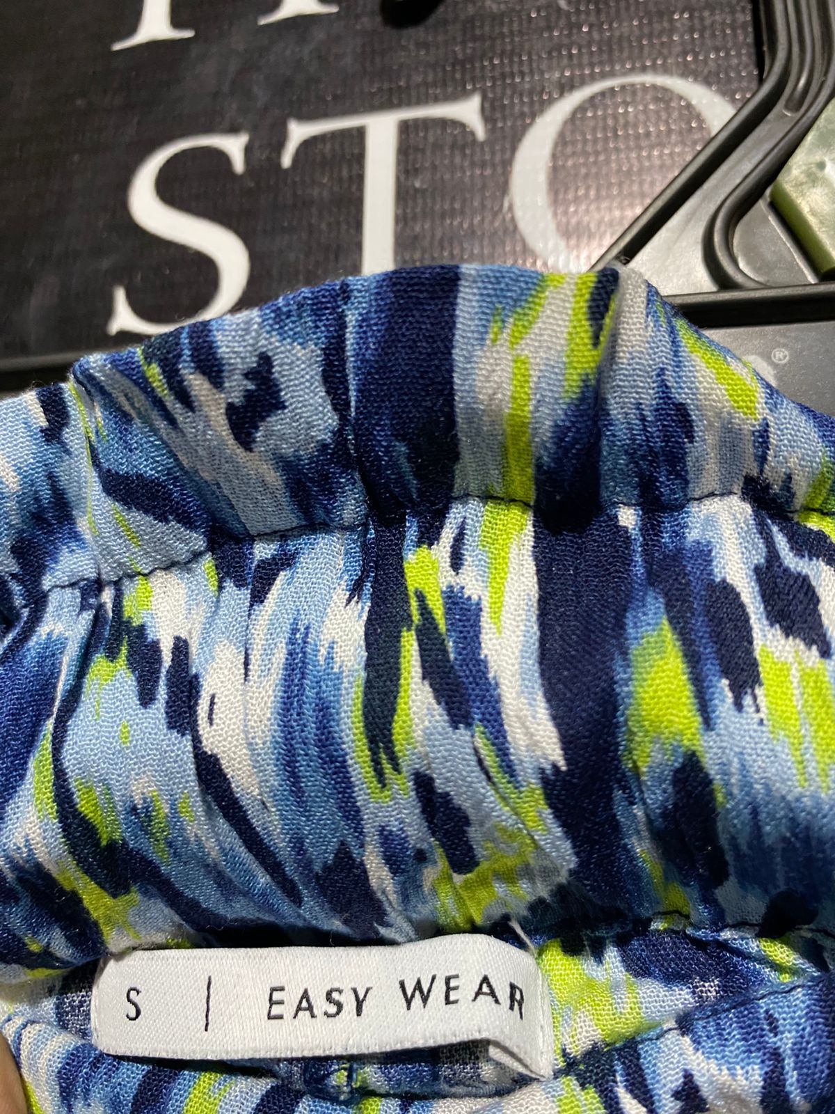 EASY WEAR |M| WAIST 28| B5| BLUE & LIME ABSTRACT PRINT PALAZZO PANTS