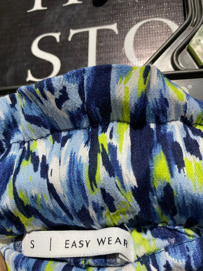 EASY WEAR |M| WAIST 28| B5| BLUE & LIME ABSTRACT PRINT PALAZZO PANTS