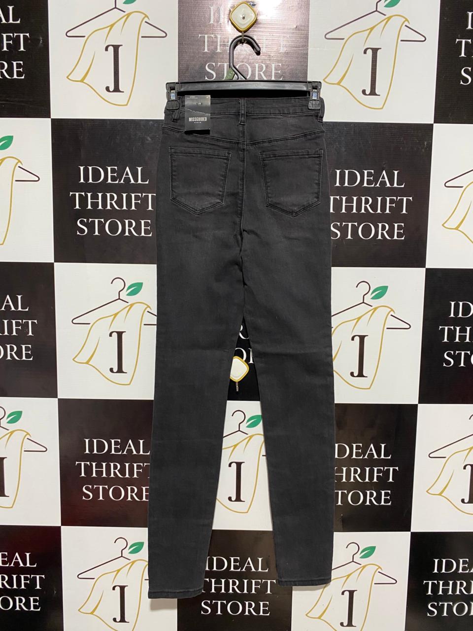 MISSGUIDED |XS|WAIST 24| B5| HIGH-WAISTED SKINNY JEANS IN WASHED BLACK