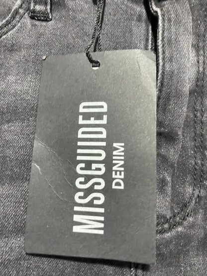 MISSGUIDED |XS|WAIST 24| B5| HIGH-WAISTED SKINNY JEANS IN WASHED BLACK