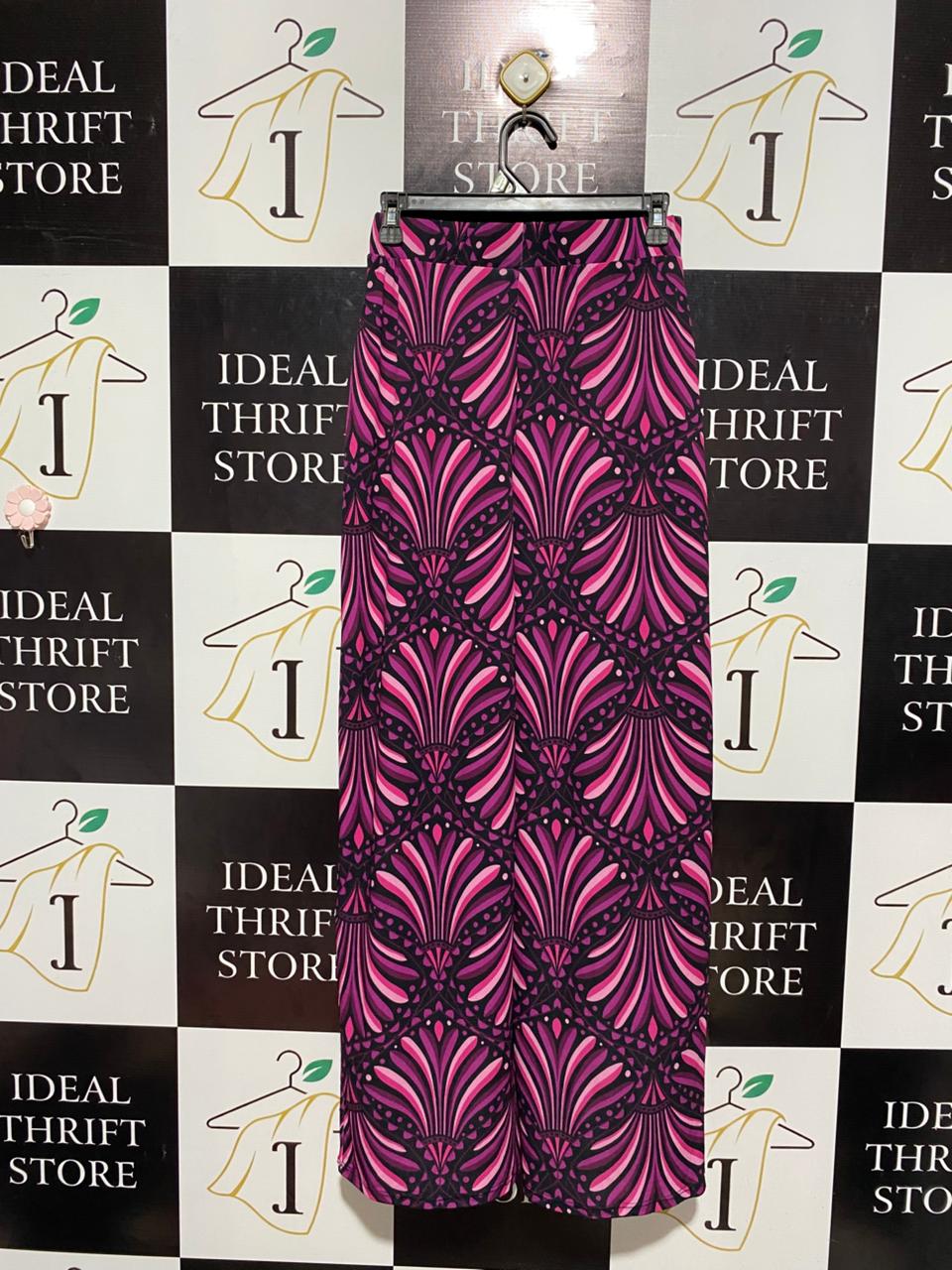 NEW LOOK |S| WAIST 26| B5| VINTAGE ART DECO FAN PRINT WIDE-LEG PALAZZO PANTS