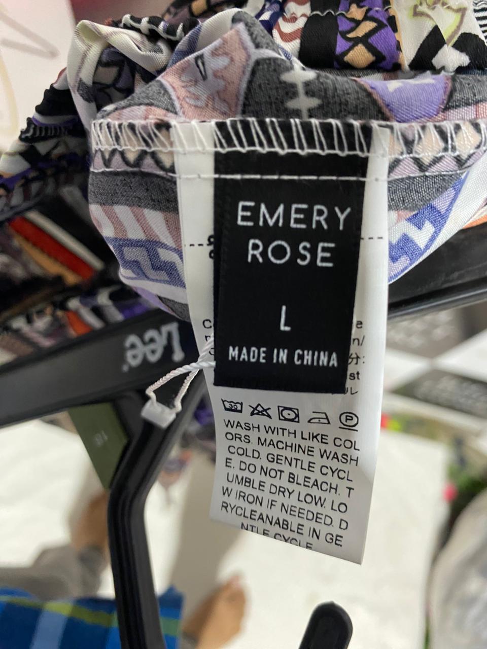 EMERY ROSE |L| WAIST 28| B5| VIBRANT BOHO ETHNIC PRINT TIE-CUFF CROPPED PANTS
