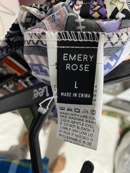 EMERY ROSE |L| WAIST 28| B5| VIBRANT BOHO ETHNIC PRINT TIE-CUFF CROPPED PANTS