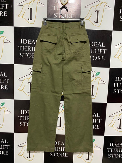 COTTON ON |S| WAIST 26| B5| CLASSIC OLIVE GREEN HIGH-WAISTED CARGO PANTS