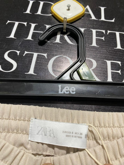 ZARA |M| WAIST 28| B5| LIGHT BEIGE WIDE-LEG CULOTTE PANTS WITH ELASTIC WAIST & DRAWSTRING