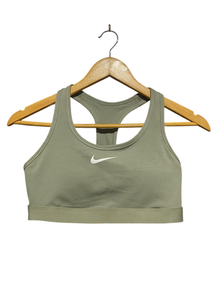NIKE |M| BUST 14| B5| LADIES DRI-FIT RACERBACK SPORTS BRA IN OLIVE GREEN