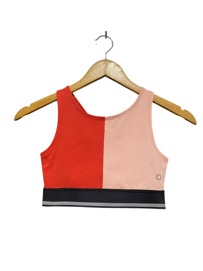 M&S |XS| BUST 12| B5| PREMIUM COLOR-BLOCK RACERBACK SPORTS BRA - RED & PEACH