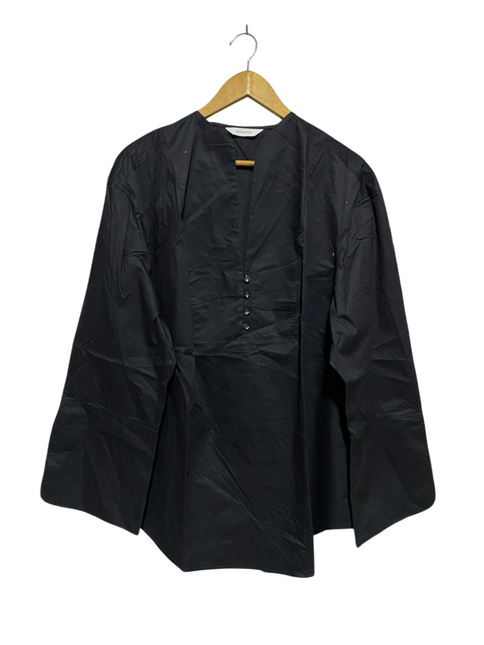H&M |L| BUST 25| B6| CLASSIC BLACK LONG SLEEVE BUTTON-DETAIL TUNICS