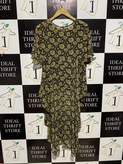 INDIKAH |L| BUST 19| B6| ELEGANT FLORAL PRINT HIGH-LOW HEM TUNIC DRESS
