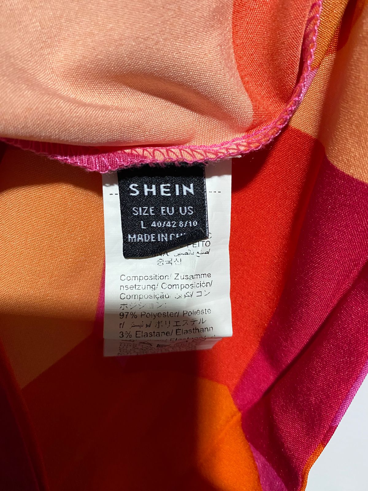 SHEIN |L| BUST 21| B6| VIBRANT GEOMETRIC PRINT TIERED MIDI DRESS
