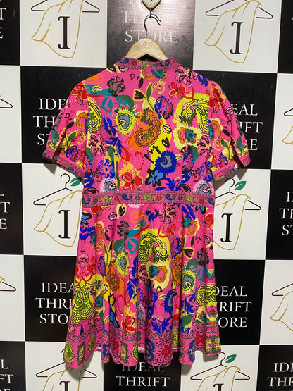 SHEIN |L| BUST 19| B6| VIBRANT MULTICOLOR PAISLEY PRINT SHIRT DRESS