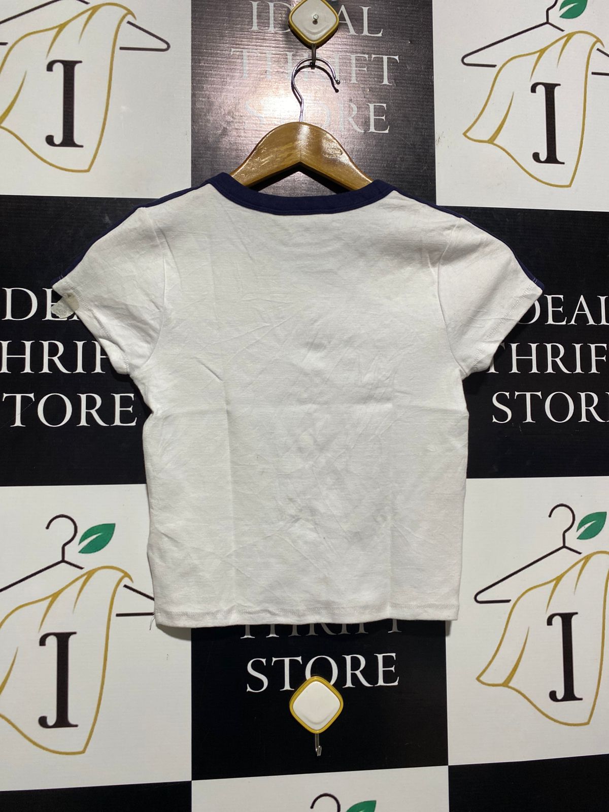 GLASSON |XS| BUST 13| B6| WHITE STAR GRAPHIC CROP T-SHIRT