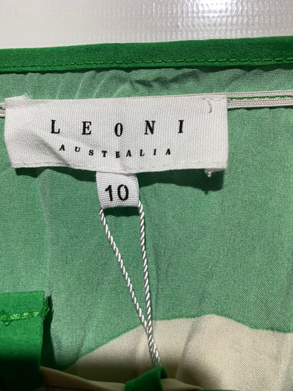 LEONI |M| BUST 18| B6| GREEN AND CREAM FLORAL TIERED BABYDOLL DRESS