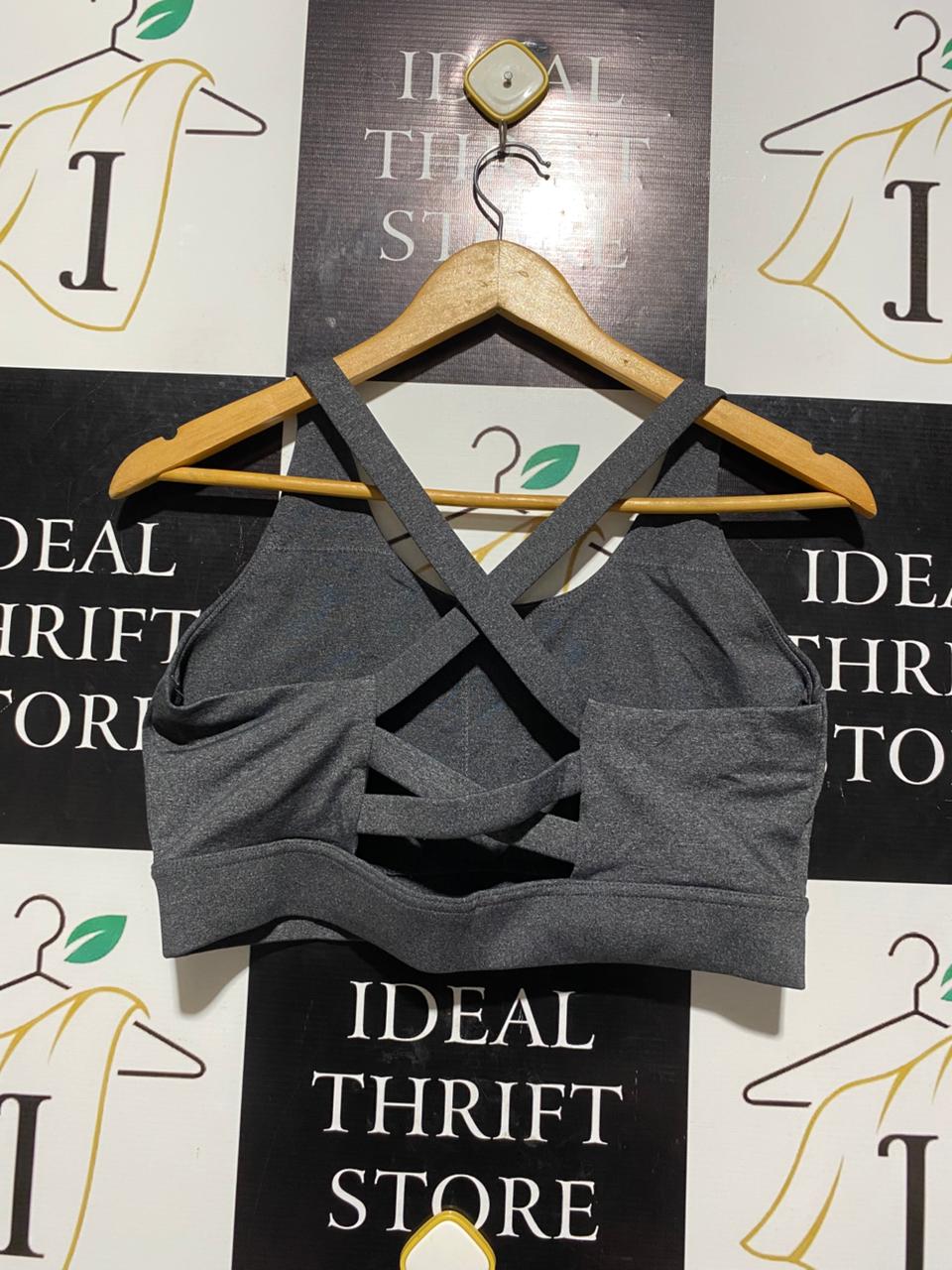 AB |M| BUST 16| B5| WOMEN'S CHARCOAL GREY HEATHERED PERFORMANCE SPORTS BRA