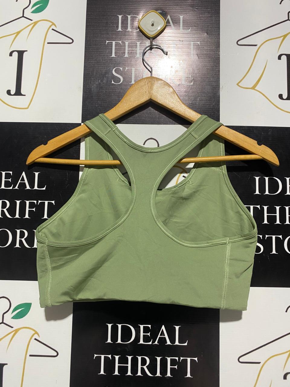 NIKE |L| BUST 15| B5| LADIES DRI-FIT RACERBACK SPORTS BRA IN PALE LIME GREEN