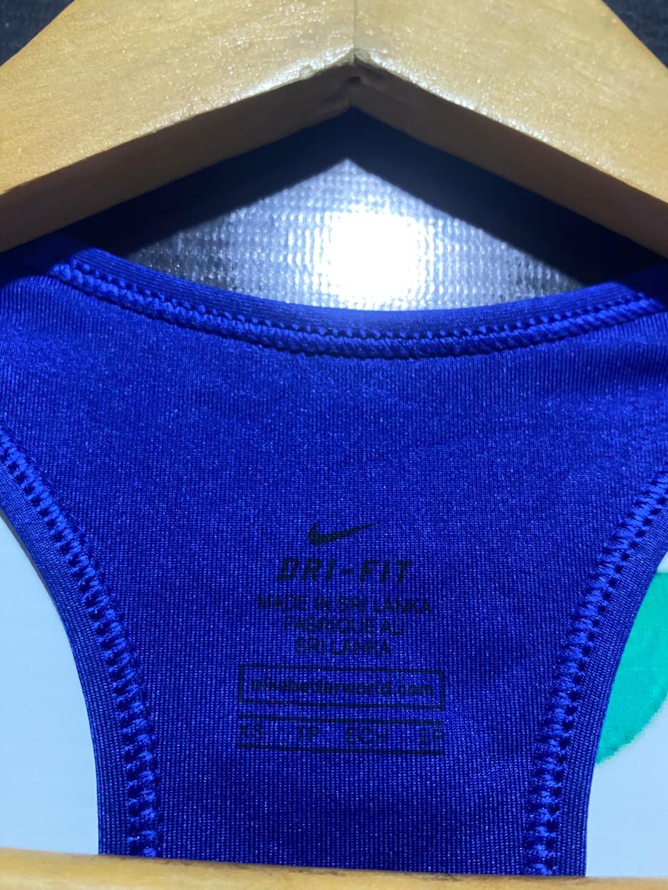 NIKE |XS| BUST 12|B5| LADIES DRI-FIT RACERBACK SPORTS BRA IN ROYAL BLUE