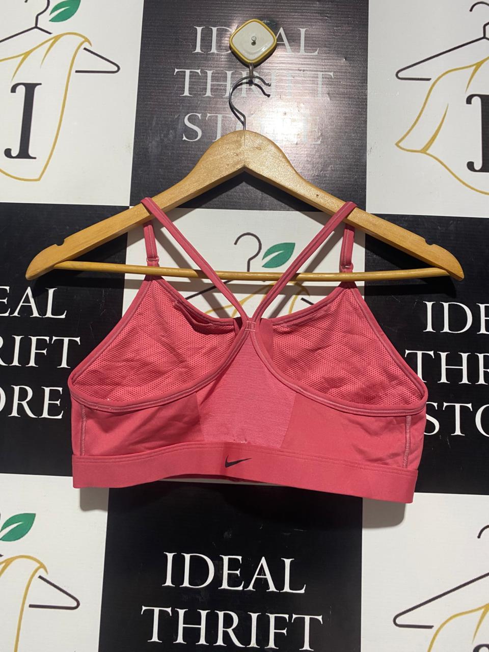 NIKE | M| BUST 14| B5| LADIES DRI-FIT ZIP-FRONT ADJUSTABLE SPORTS BRA IN CORAL PINK