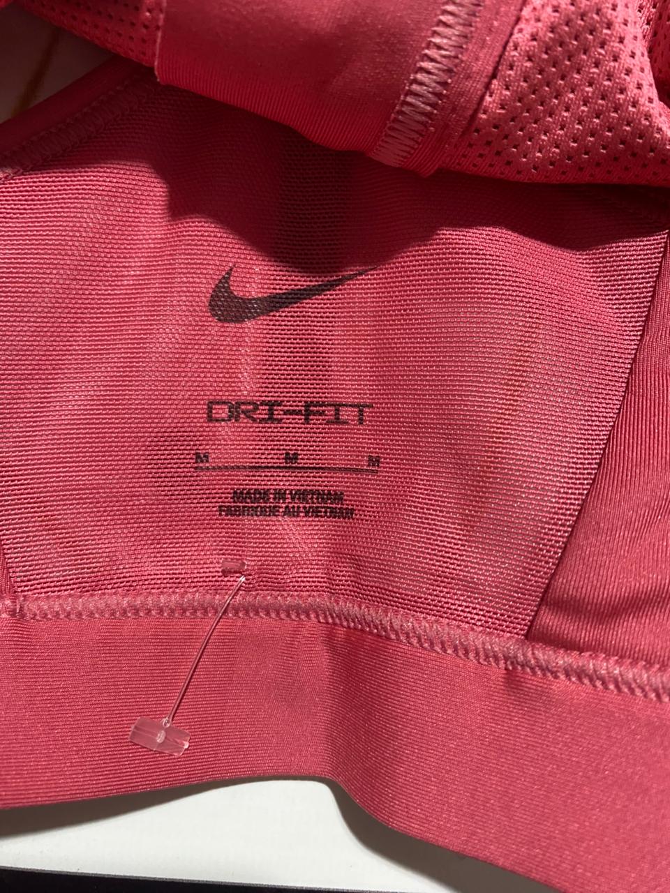 NIKE | M| BUST 14| B5| LADIES DRI-FIT ZIP-FRONT ADJUSTABLE SPORTS BRA IN CORAL PINK