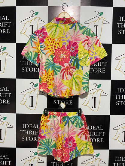 SHEIN |S| B5| VIBRANT TROPICAL FLORAL TWO-PIECE SET