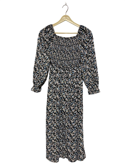SHEIN |M| BUST 12| B6| VINTAGE FLORAL SMOCKED MIDI DRESS WITH PUFF SLEEVES