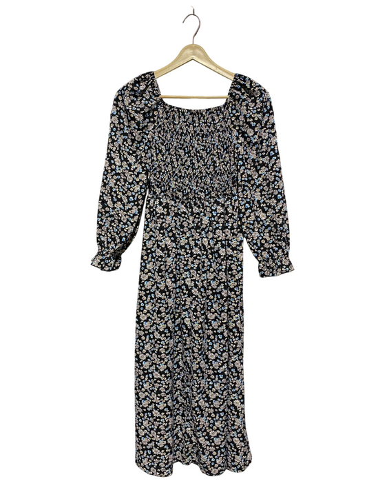 SHEIN |M| BUST 12| B6| VINTAGE FLORAL SMOCKED MIDI DRESS WITH PUFF SLEEVES