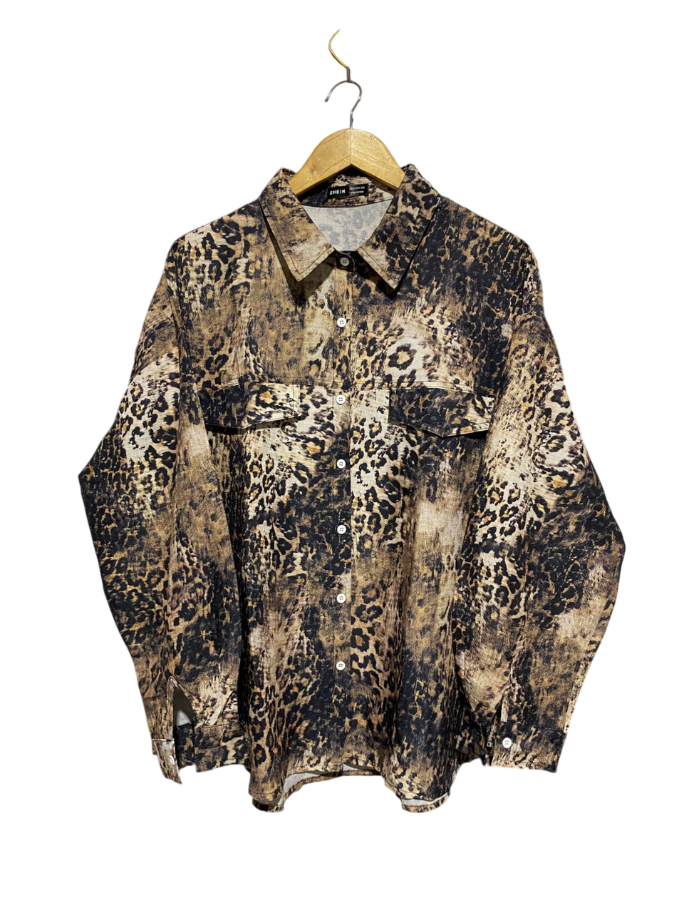 SHEIN |XL| BUST 26| B6| LEOPARD PRINT BUTTON-DOWN OVERSIZED UTILITY SHIRT