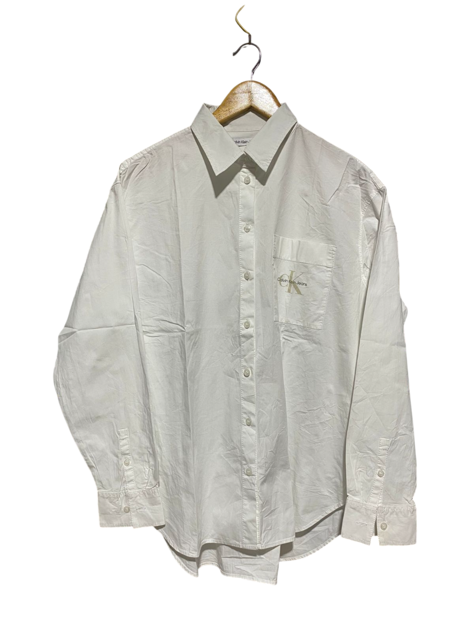 CALVIN KLEIN |XL| BUST 25| B6| CLASSIC WHITE LOGO BUTTON-DOWN SHIRT