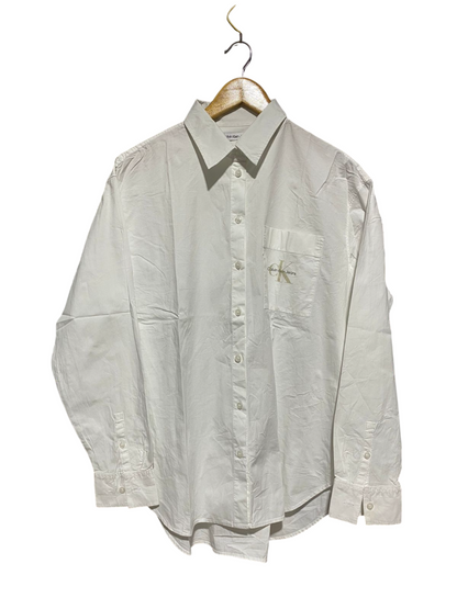 CALVIN KLEIN |XL| BUST 25| B6| CLASSIC WHITE LOGO BUTTON-DOWN SHIRT