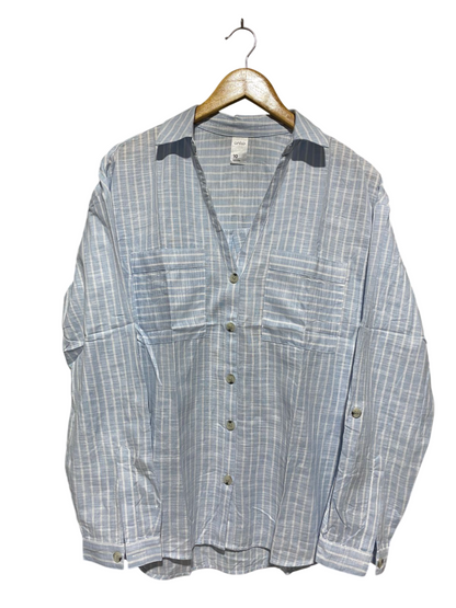 ANKO |M| BUST 21| B6| LIGHT BLUE STRIPED BUTTON-DOWN UTILITY SHIRT
