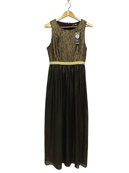 BOOHOO |L| BUST 18| B6| BOUTIQUE GOLD LACE OVERLAY MAXI DRESS