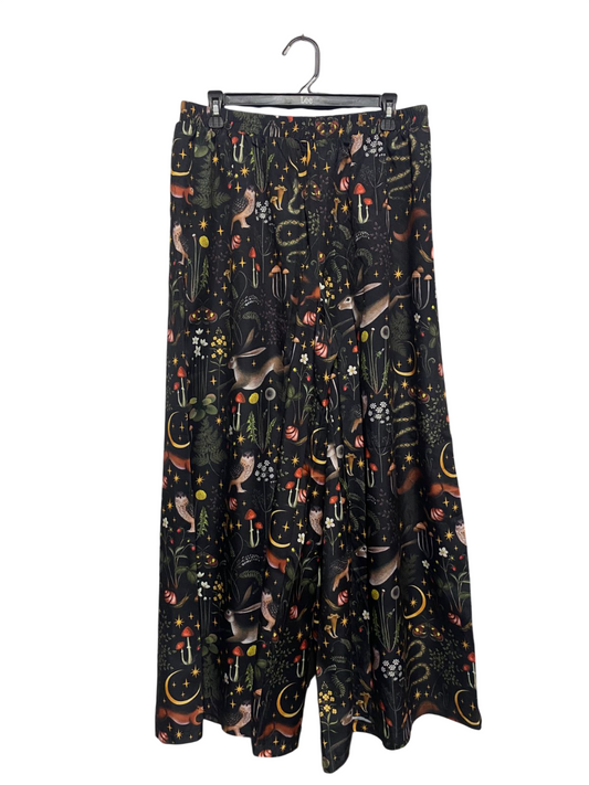 ROMWE |XL| WAIST 32| B6| WHIMSICAL FOREST & CELESTIAL PRINT WIDE LEG PANTS