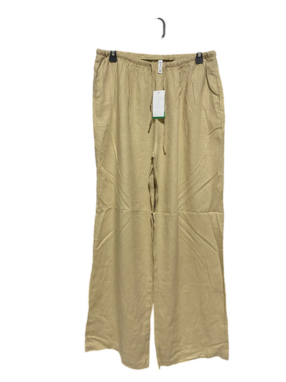 & ME |L| WAIST 30| B6| BEIGE LINEN-BLEND WIDE LEG DRAWSTRING PANTS
