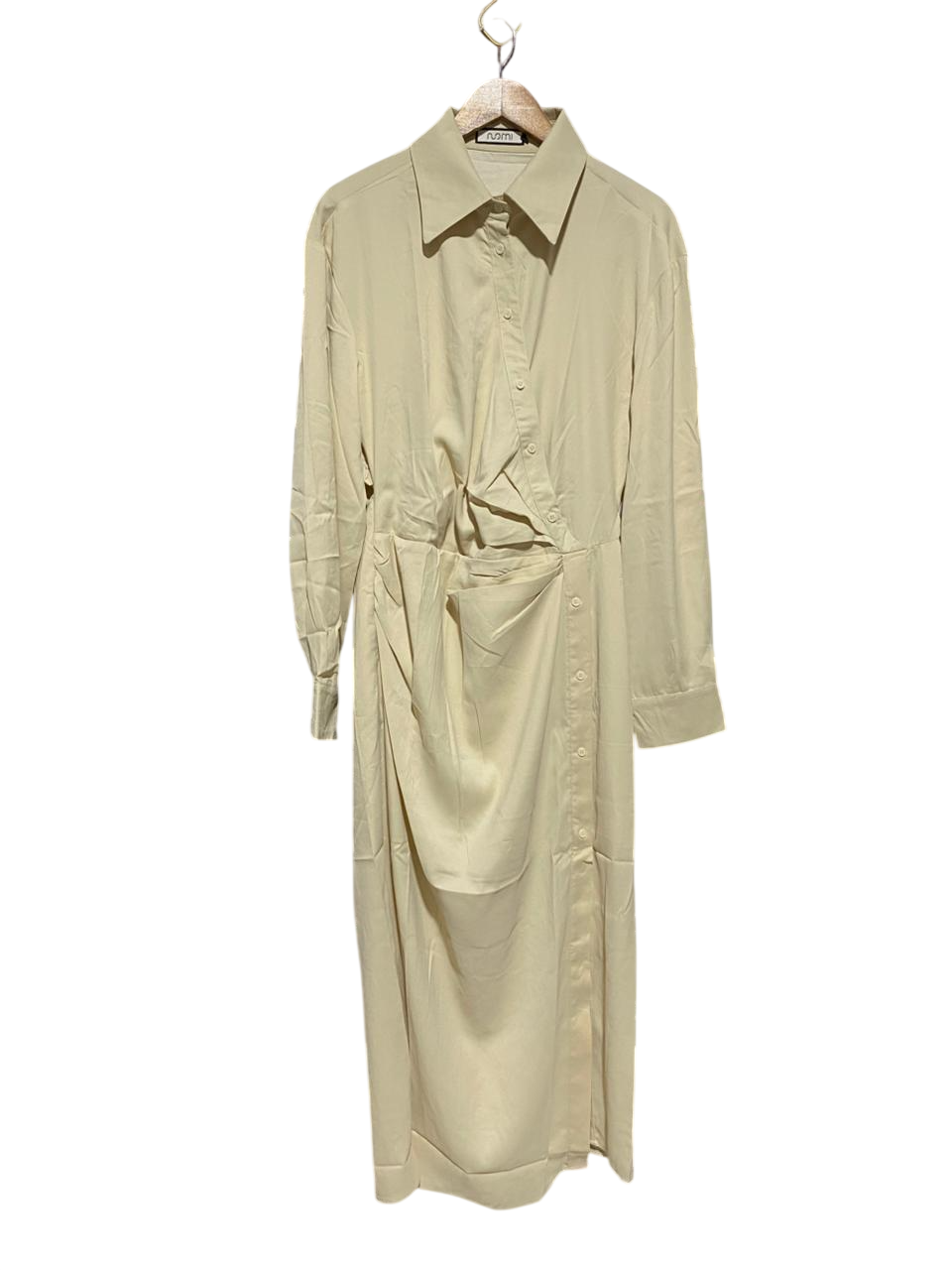 NOMI |XL| BUST 20| B6| ASYMMETRIC WRAP SHIRT DRESS IN CREAM