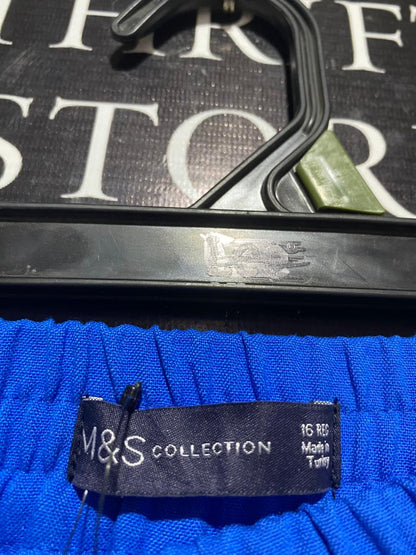 M&S |L| WAIST 32 | B6| COBALT BLUE SIDE-STRIPE WIDE LEG PANTS