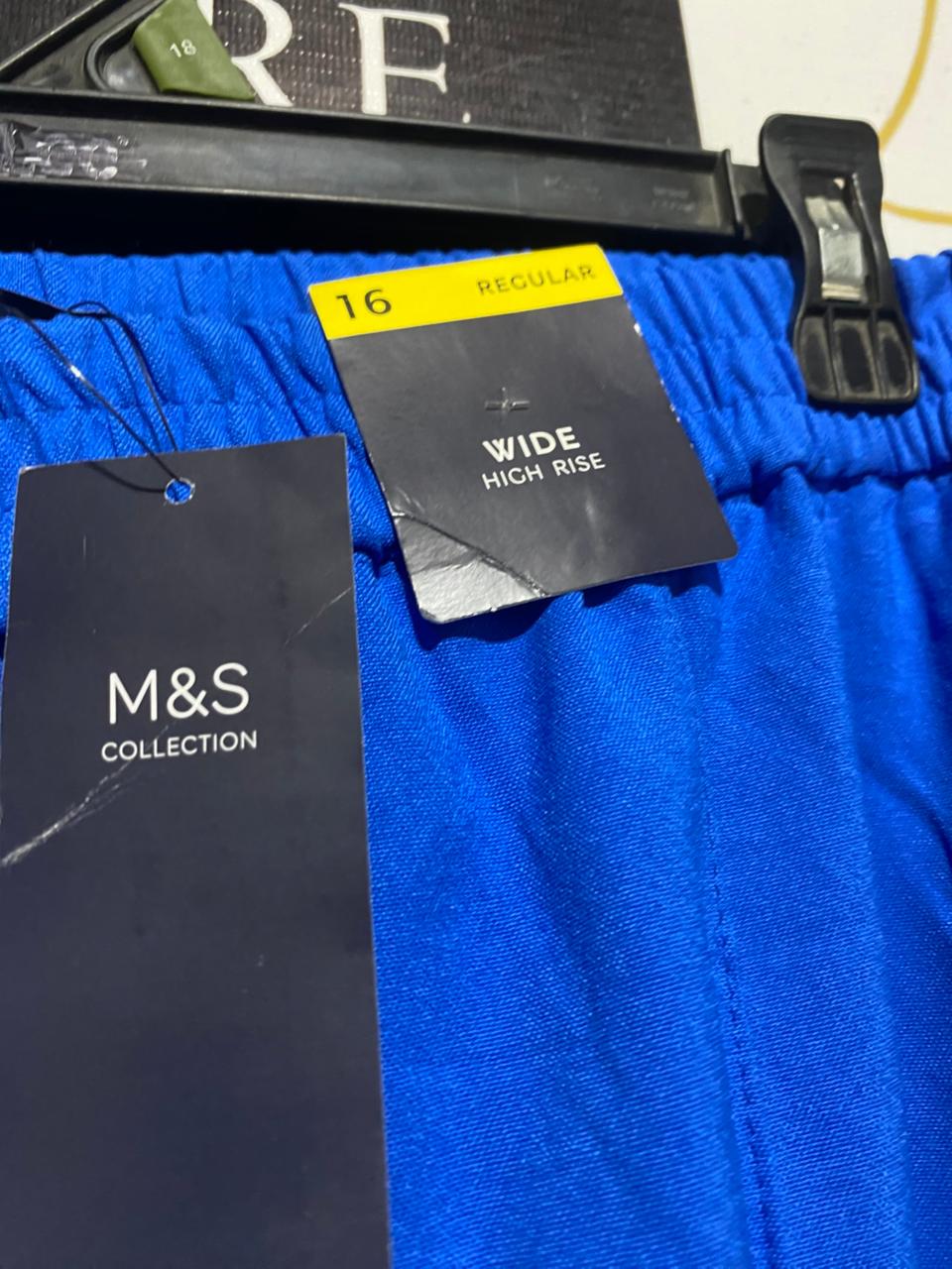 M&S |L| WAIST 32 | B6| COBALT BLUE SIDE-STRIPE WIDE LEG PANTS