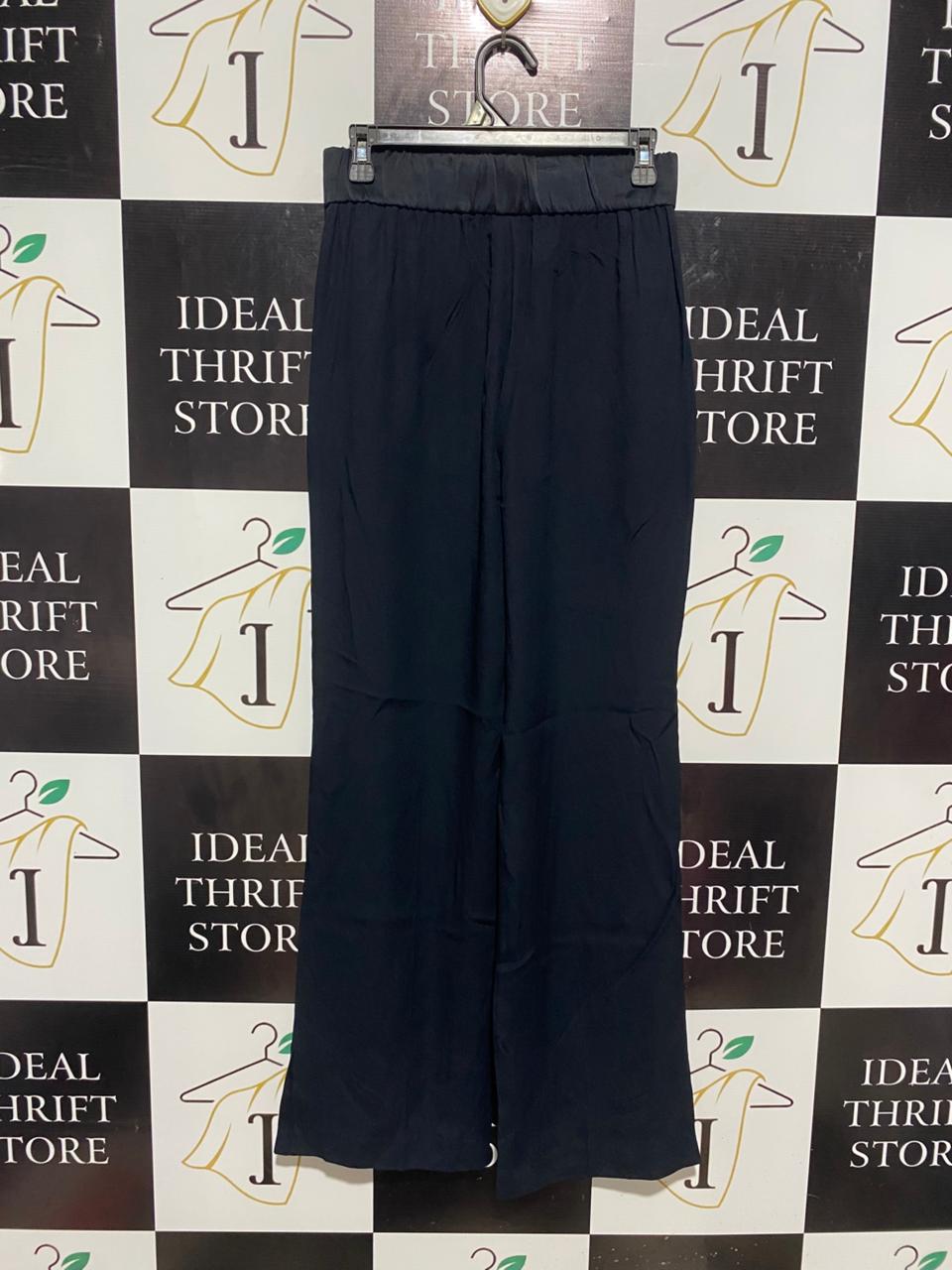JIGSAW |M| WAIST 28| B6| ELEGANT SATIN-TRIM HIGH-WAISTED WIDE LEG TROUSERS