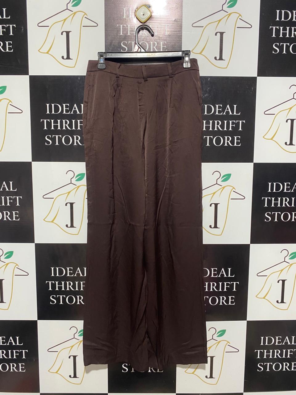 FOREVER NEW |L| WAIST 30| B6| CHOCOLATE SATIN WIDE LEG TROUSERS
