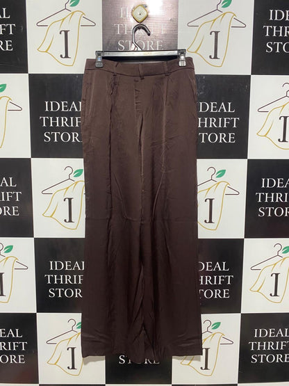 FOREVER NEW |L| WAIST 30| B6| CHOCOLATE SATIN WIDE LEG TROUSERS