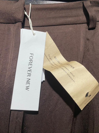 FOREVER NEW |L| WAIST 30| B6| CHOCOLATE SATIN WIDE LEG TROUSERS