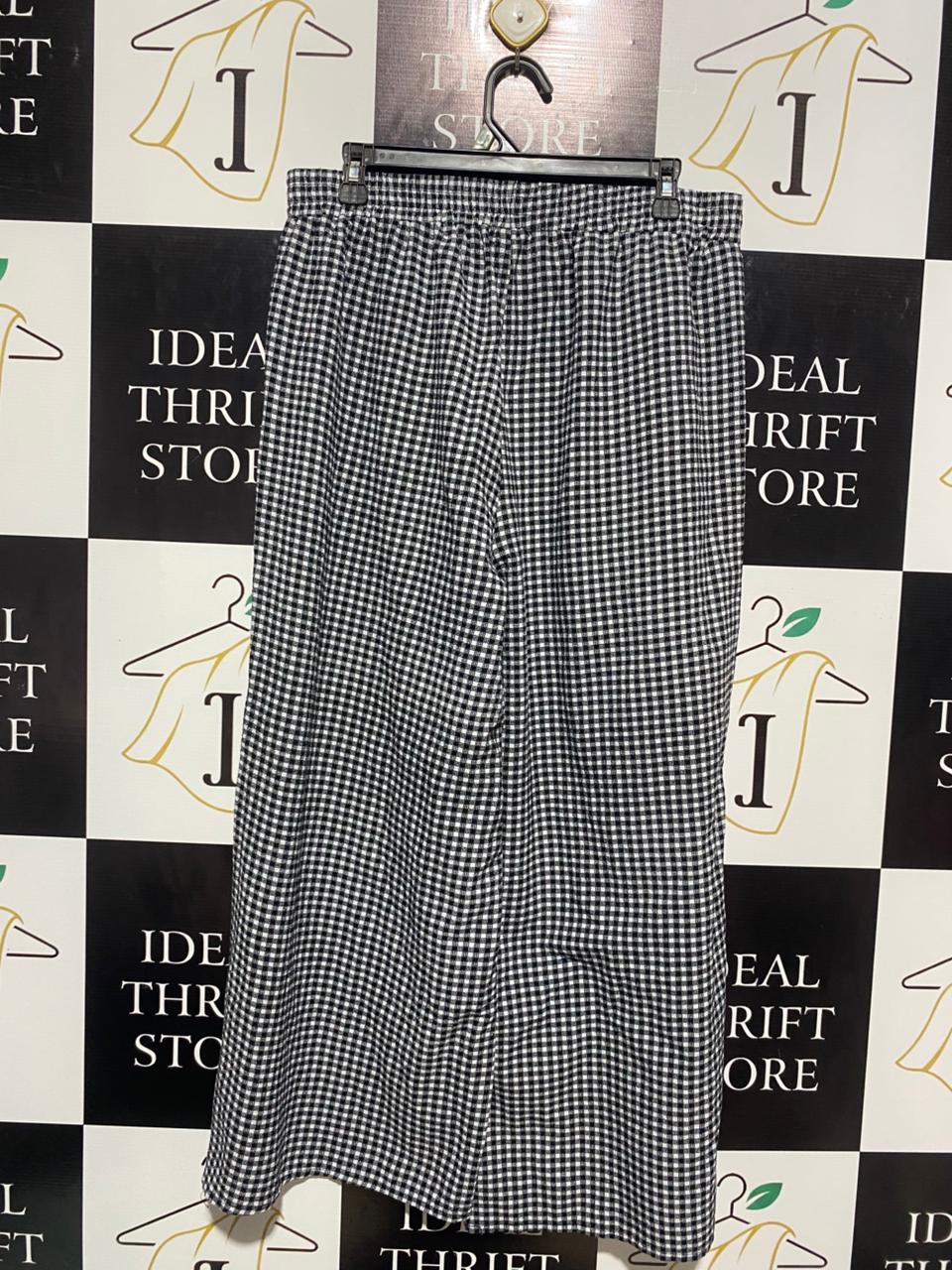 |XL| WAIST 32| B6| GINGHAM CHECKERED ELASTIC WAIST WIDE LEG PANTS