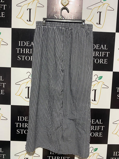 |XL| WAIST 32| B6| GINGHAM CHECKERED ELASTIC WAIST WIDE LEG PANTS
