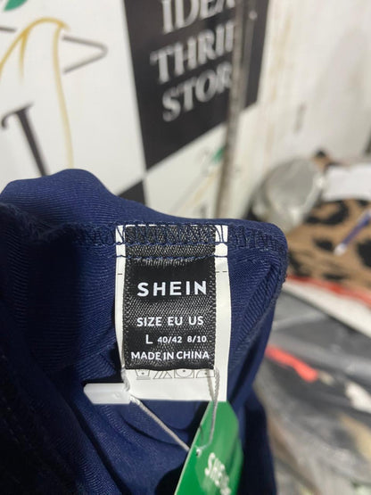 SHEIN |L| WAIST 32| B6| NAVY BLUE TAILORED WIDE LEG TROUSERS