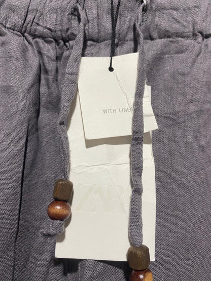 ZARA |XL| WAIST 32| B6| RELAXED LINEN-BLEND DRAWSTRING WIDE LEG PANTS