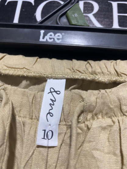 & ME |L| WAIST 30| B6| BEIGE LINEN-BLEND WIDE LEG DRAWSTRING PANTS