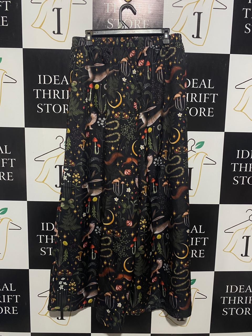 ROMWE |XL| WAIST 32| B6| WHIMSICAL FOREST & CELESTIAL PRINT WIDE LEG PANTS
