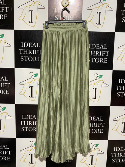 SHEIKE |S| WAIST 26| B6| SAGE GREEN PLEATED WIDE-LEG PALAZZO PANTS